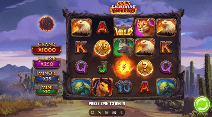 Pantalla de juego de Colt Lightning Inferno